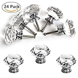 Yosoo 24pcs 25 mmダイヤモンド形状クリアアクリルキャビネットノブ食器棚引き出しプルハンドルドア引き出しノブ