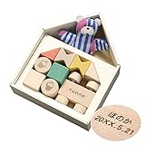 きざむ 名入れ 積み木 PLAY WITH BEAR ハウス パペット セット ギフト ブルー