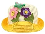 (ラボーグ)La vogue キッズ帽子 子供サマーハット サンバイザー つば広ハット UVカット 蝶結び飾り 女の子 赤ちゃんキャップ アウトドア カジュアル (2イエロー)