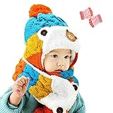 赤ちゃん 幼児 耳あて 耳カバー 付き ボア ニット帽 マフラー 色ランダム防寒グローブ ３点セット子供 服 ギフト 帽子 キャップ　かわいい ボンボン 男の子 女の子 兼用 防寒 防風 アウター ベ