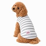 EDWIN エドウィン ドッグシャツ タンクトップ ボーダー | 袖なし ブランド 犬 犬服 小型犬 かわいい 可愛い シンプル 抗菌 ドッグウェア 犬服 通年使える ドッグウェア 室内着 犬 車内 犬服 お散歩 お出かけ アウトドア 旅行 ブランド (グレー, L)