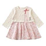 (チャックル) chuckle * スウィートガール * 重ね着風 ローズ 花柄 長袖 ワンピース アイボリー 80cm P2209-80-11