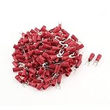 AWG 22-16ケーブル用DealMux 200pcsのSV1.25-3.2赤プリ絶縁フォークターミナル
