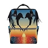 Alaza Dolphin Fish Ocean SeaバックパックMummy Nappy旅行ナースバッグトートバッグ L ブルー