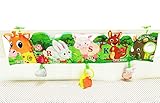 quatreKs 脳を刺激 ベビーバンパー 布絵本 かわいい 動物 リバーシブル 10面 視覚 聴覚 (キリン)