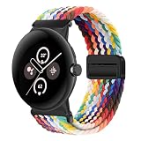 [KeeFos] バンド Google Pixel Watch 4 41mm/Pixel Watch 3 41mm/2/1 対応 交換バンド ナイロン 編組 ストラップ 磁気バックル付き マグネット式バックル 替えベルト 通気性 伸縮性 スポーツ 交換ベルト グーグルピクセルウォッチ4 41 mm/3 41 mm/2/1 用 (レインボー)