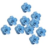 SONONIA 結婚式 装飾花 10個 7センチメートル 人工シルク バラ 花部分のみ 全11色 - 青
