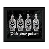 Pick Your Poison – ホワイト – Distressed Macabreビンテージビクトリア朝線図面エッチングの4 BottlesツガArsenic Cyanide Strychnin