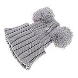 赤ちゃん冬帽子　可愛い　ベビー　子供着　編み物　ウール　ボール帽子　暖かい　手作り　ファッション　グレー