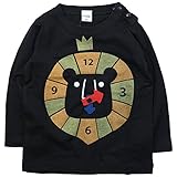 【春秋冬物対応】 CHEEK ROOM(チイクルーム) 製品洗い加工済み42/2天竺ライオン長袖Tシャツ 80cm/BK NO.B-480203