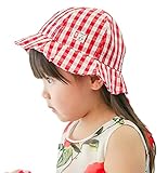 (スマイル ワキキ)Smile YKK バケット ハット キッズ サファリハット 女の子 ベビー帽子 日よけ 赤ちゃん 顎紐 チェック柄 50