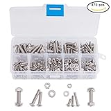 INCREWAY 470pcs M3 M4 M5 304ステンレススチール ボタンヘッド六角穴付ボルト ナッツ ワッシャー Assortmentキット
