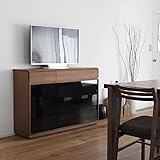 LIVWOOD 【オルタナ】 電話台 115cm リビングボード ブラウン ウォールナット 無垢材 幅 115 奥行 33 高さ 80 cm 国産 日本製 木製 ハイタイプテレビ台 北欧 fax台 テレビボード タンス 完成品 オフィス リ