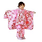 「【71】ピンク地に桜と蝶/被布：ピンク」七五三 着物 3歳 被布着物7点セット