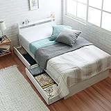 ビックスリー ショートベッド ショート ベッド ショート丈 シングルベッド 収納ベッド 収納付き 引き出し 棚付き 宮付き 180cm 短尺 短い コンパクトベッド スティナ/Stina ショートサイズ ベッドフレーム/ホワイト シングル マットレスセット（マットレスカラー：ホワイト）