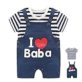 エルフ ベビー(Fairy Baby)ベビー服セット スーツ 半袖Tジャツ サスペンダー付きパンツ 可愛い(ブルーパパ、サイズ80)