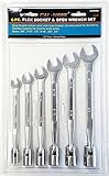Cal-Hawk 6-pc Flex Socket & Open Wrench Set [並行輸入品]