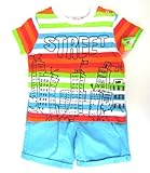 ロサン 半袖マルチボーダーTシャツ&ブルーパンツセット 9M (9ヶ月)