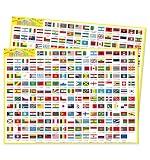 世界の国旗 シール 198カ国+欧州旗 2シート 学習 国名入り 小学生 自由研究 万博 スタンプ帳 小型サイズ ミニ ステッカー 万国旗 ND-0233-R02-2sheets-new