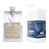 高精製ホホバオイル1000ml×2本 Wセット(ボトルタイプ＆詰替用パウチ)高級サロン仕様 マッサージオイル キャリアオイル (フェイス/ボディ用) 業務用・大容量