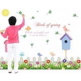 鳥Birdcages花太陽壁ステッカーデカールホーム装飾壁画PVC壁紙家アート画像リビングルーム大人用Seniorティーンキッズ赤ちゃん寝室装飾