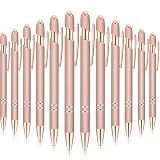 Tenare 12本 2イン1 スタイラスメタルボールペン スタイラスチップ付き 1.0mm ブラックインクボールペン タッチスクリーン用 (ローズゴールド)