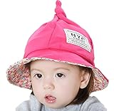 【SEBLES】ベビー 赤ちゃん 帽子 とんがり ハット 丸 子ども 子供 日差し UV 無地 コットン 綿 花柄 プリント 春 夏 秋 ユニセックス 女の子 男の子(ピンク,2-3歳)