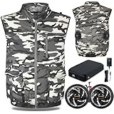 [ULUSERN] 2024年 空調作業服 28V超高出力 30000mAh ファン付き作業服 ベスト 100%コットン 襟風口調節可能 男