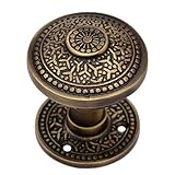 Adonai Hardware Kabmiel Brass Door Knob with Rose (Antique Brass)