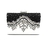 ファッション黒ヴィンテージ女性のイブニングバッグビーズパール財布封筒クラッチバッグ