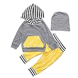 Tovadoo 子供服 ベビー服 男の子 パーカー+ズボン+帽子 三点セット 長袖 秋冬 テント柄 黄色 ファッション 保育園 旅行