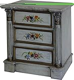 不二貿易：送料無料：3引出洋風ﾁｪｽﾄ 白青 (花柄) HY-22【アンティック商品】【ｱﾝﾃｨｯｸその他】【ｱﾝﾃｨｯｸその他】