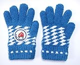 ふわもこキッズ手袋　働く乗り物シリーズ　スラントチェック(リブ編み)　消防車 ブルー