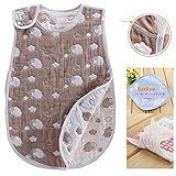 6重ガーゼ 高品質 ふわふわ 肌触り抜群 スリーパー めくれ防止 ボタン開閉式 寝袋 羊 褐色 40*60 cm