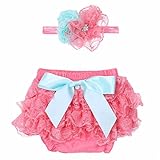 （イーエフイー）EFE　ベビー服　ベビースカート　ヘッドバンド　2点 セット　出産祝い　結婚式　新生児　写真撮影 スイカレッド L