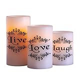 LED Live Love Laughキャンドル – 3のセット