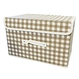 フタ付き収納BOX チェック柄 ブラウン 3825C-BR