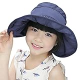 春夏 可愛い赤ちゃん帽子 ベビー 帽子 つば広ハット 赤ちゃんキャップ 子供 ハットキッズ 日よけ UVカット女の子 ベビー用ハット サイズ調整可能 紺色
