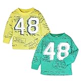 (イエロー/90cm)ベビー服 男の子 Tシャツ 長袖 総柄 英字 ナンバーロゴ 男児 ベビー