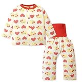 (レッド/80cm)ベビー服 女の子 パジャマ 長袖 上下組 ニットキルト くま ハート 腹巻き付 後ろマチ 女児 ベビー