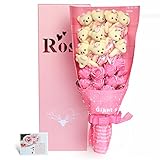 YOBANSA 造花 花束 くま束 ベア ブーケ 可愛いぬいぐるみ (ベア11匹，花11匹) 成人礼 結婚式 結婚記念日 出産祝い プロポーズ 誕生日プレゼント お祝いギフト (ピンク)