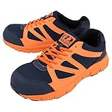 [ジーデージャパン] 軽量 鋼製先芯入り 作業靴 ナイロンメッシュ 3E GD-813 ネイビー/オレンジ 24.5 cm