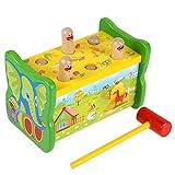 Lewo Deluxe Pounding Bench 6 Pieces Mosue Wooden Toys Whac-a-mole Game Toy for Kids Education Toy Cr