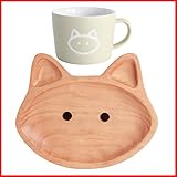 プチママン キャット ネコ お食事セット ウッドトレイ マグカップ セット お子様へのプレゼントにピッタリ！子供 キッズ 赤ちゃん ベビー プレゼント ギフト ウッドプレート 誕生日 出産祝い 木の食