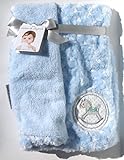 Blankets & Beyond Soft Blue Rosette Rocking Horse Baby Blanket by Blankets and Beyond [並行輸入品]