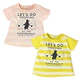 (ピンク/90cm)ベビー服 女の子 Tシャツ 半袖 Ａライン ボーダー 女児 ベビー