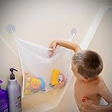 DUAL POCKET BATH TOY ORGANIZER by Primary Comfort for Baby and Toddlers Bath Toys with 4 Strong Suct