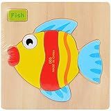 POTOJP 木製パズル 小さな立体パズ 立体の木製組立キット　 小魚 (24種類展開)　 Mini 3D Puzzle Kids Educational Funny Toy　積み木　木のおもちゃ 組