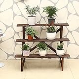 WSSF- 木製3層ラダーバルコニーフラワーラックフロア多層多肉植物フラワーポット盆栽植物棚ソリッドウッド多機能フラワースタンド、90 * 60 * 60cm