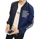 【Smile LaLa】 メンズ 英字 ロゴ ジャンパー ライト アウター シンプル カジュアル スタジャン MA-1 ブルゾン 防寒 ジャケット (XL, ネイビー)